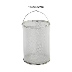 Stainless Steel Fry Basket Kitchen Pasta Strainer Round Mesh Vegetable Fruit Filter Basket for Pasta Frying Cooking