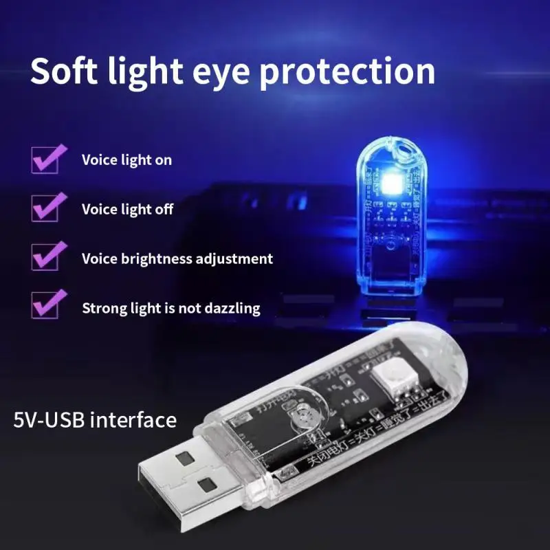 【CCA】AI Voice-controlled USB Sound-activated LED Night Light/bedside Sleep Light
