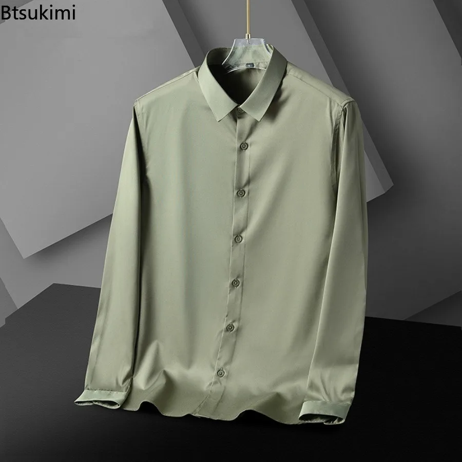 

New 2025 Men's Business Social Dress Shirt High-end Non Ironing Wrinkle Resistant Shirts Comfortable Versatile Tops All Season