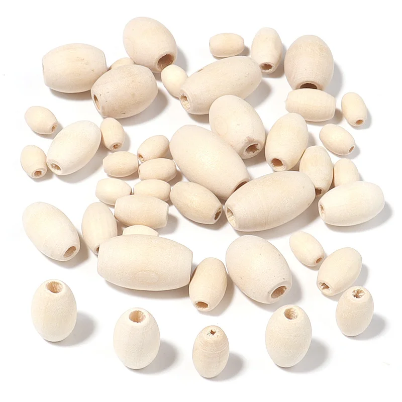 Perles ovales en bois naturel, couleur Hemu, perles d'espacement amples pour bricolage, Bracelet, collier, fabrication de bijoux, accessoires, matériaux, 50 à 200 pièces