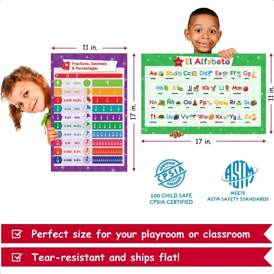 32 Set mit 59 Lernpostern für 17 x 11 Multiplikationsdiagramm ABC World USA Map Periodic Table Division Homeschool Plies 17 x 1