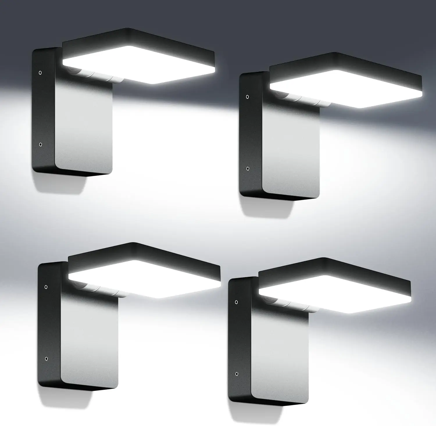 4 Pack 60W Led Outdoor Wall Modern Exterior Flood Light NO Photocell | 5000lm,Exterior Wall Mount,Rotate Freely,Modern