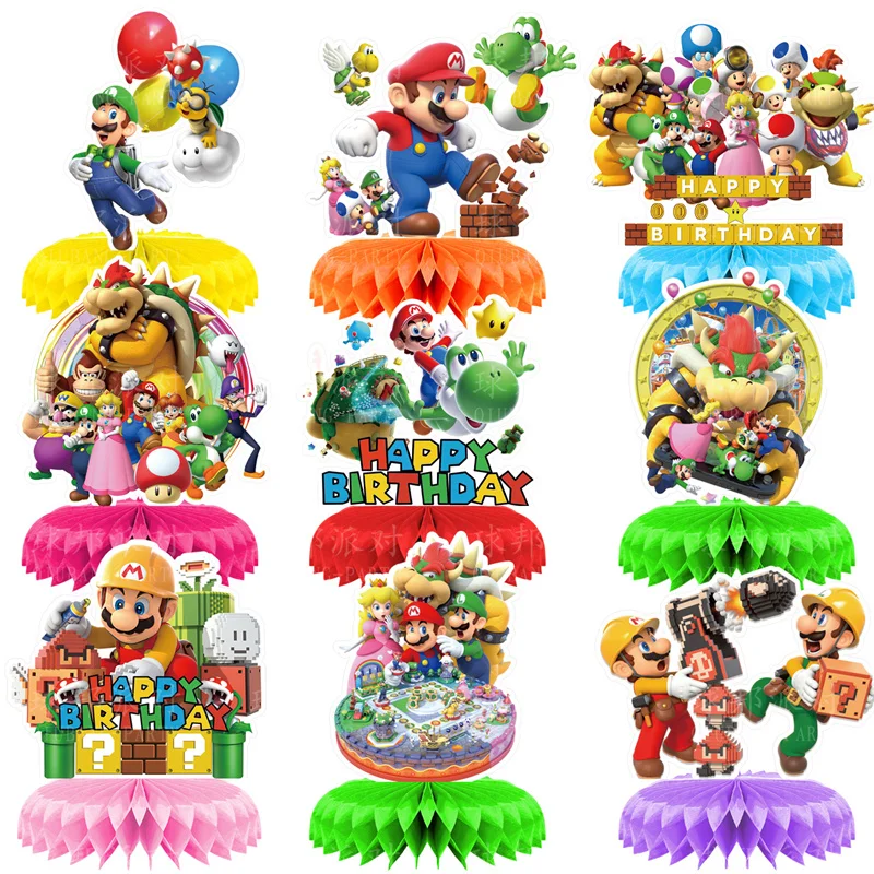 

MINISO 9 Pieces Mario Birthday Party Decoration Kids Party Supplies Cupcake Decoration Background Centerpiece