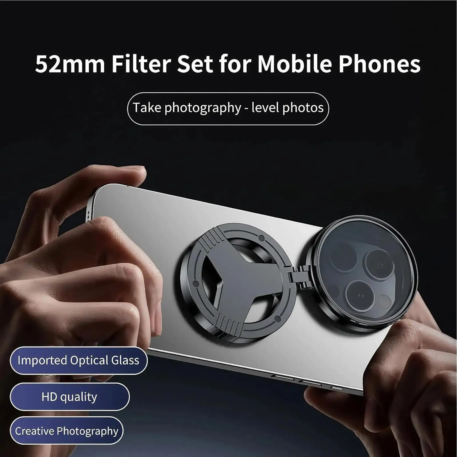 

Phone Camera Filter Lens Magnetic 52mm Filter Lens Adapter Mount Rotatable Camera Accessory for Smartphone Landscape
