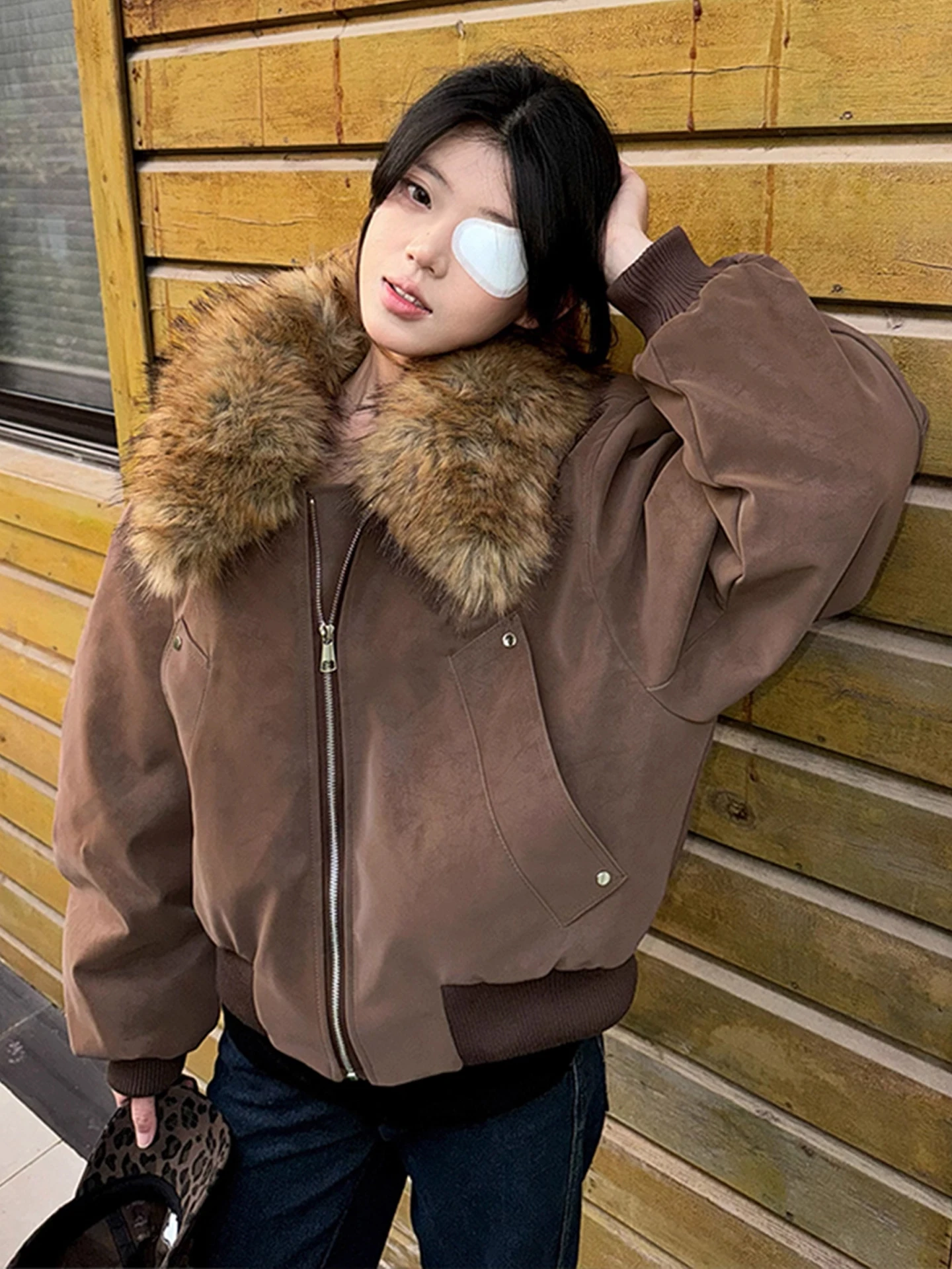 American Sle Thiened Detachable Large Fur Collar Cotton Jaet Men Women Winter Warm ort Cotton Coat Youth Faion