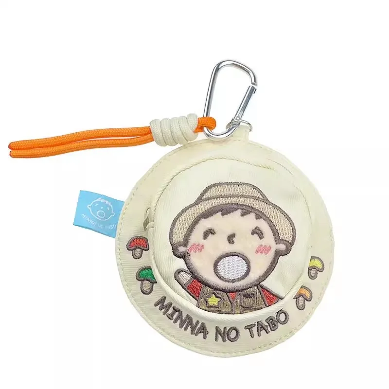 Minna No Tabo Coin Purse Wallet Embroidered Hat Shape Coin Pouch Kawaii Cute Bag Keychain Key Case Earphone Storage Bag