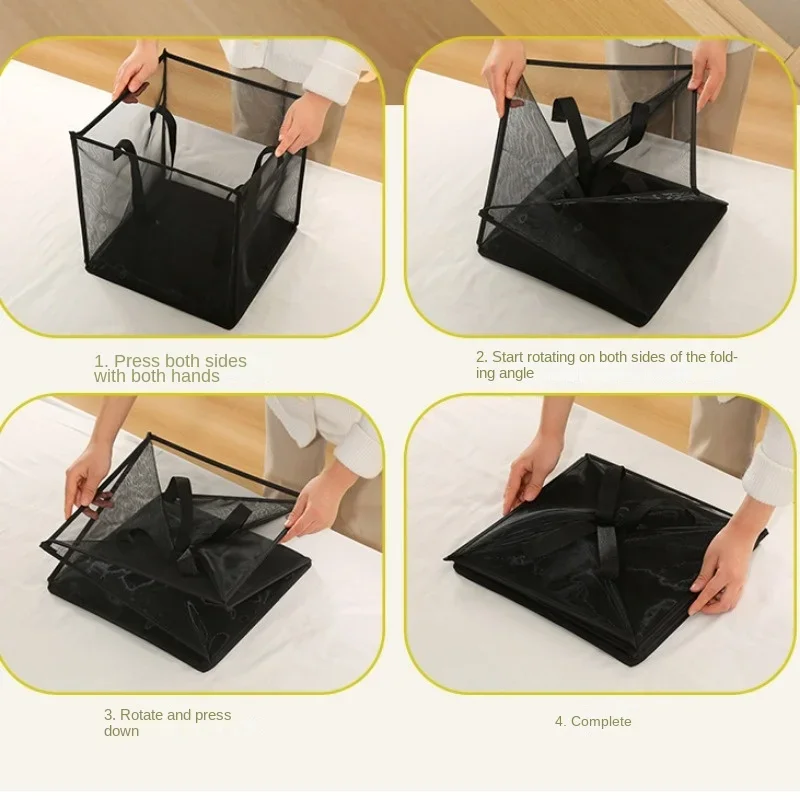 Large Multifunctional Clothes  Mesh Dirty Clothes Basket Bathroom Laundry Basket Foldable Bathroom