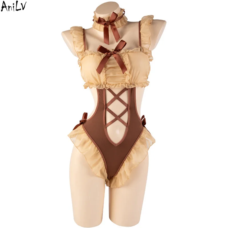 

AniLV милый медведь униформа горничной аниме девушка служанка боди наряды косплей костюм