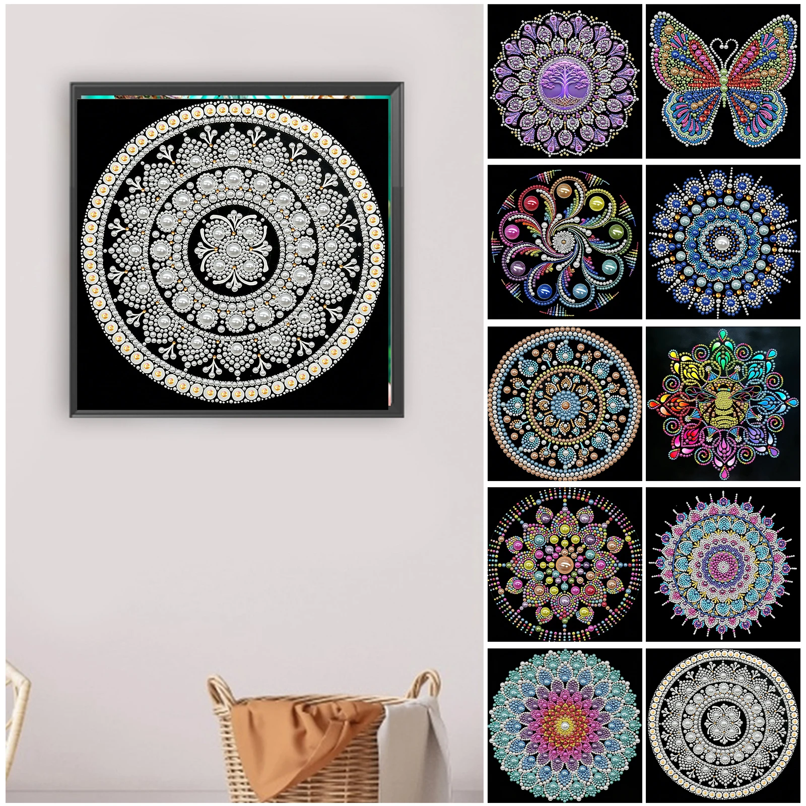 

DIY Mandala Pearl Art Painting for Adults/Beginners Gift Home Decor Pearl Gem Paintings Picture Arts Craft 25x25cm With Frame