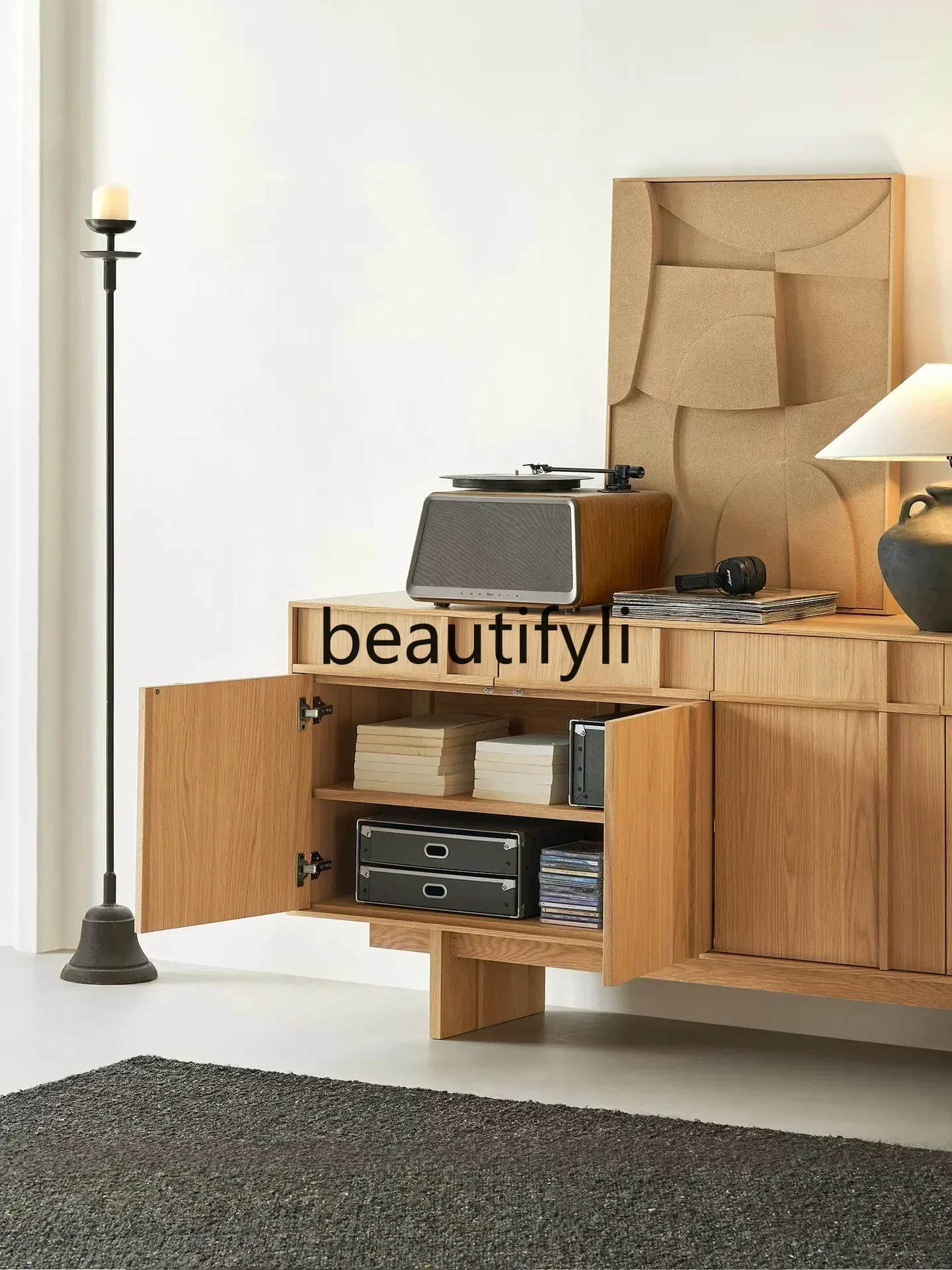 2003 Nordic solid wood dining side cabinet, storage bucket cabinet, cherry wood living room entrance decorative cabinet