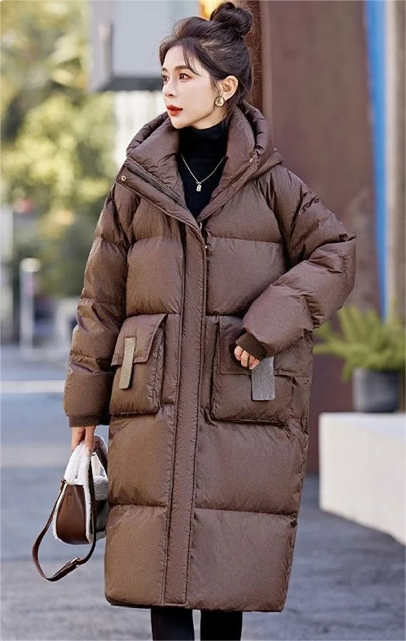 2024 New Down Coats Long-style Cotton Dress Korean Version Puffer Jacket Korean Fashion Jackets Winter Heat Parka Feminina Outwe