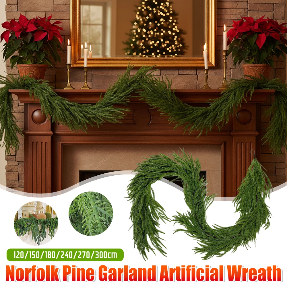 

Norfolk Pine Garland Многоразовая подвесная сосновая декоративная гирлянда Многоцелевой рождественский дверной венок для дома и улицы Рождественские украшения