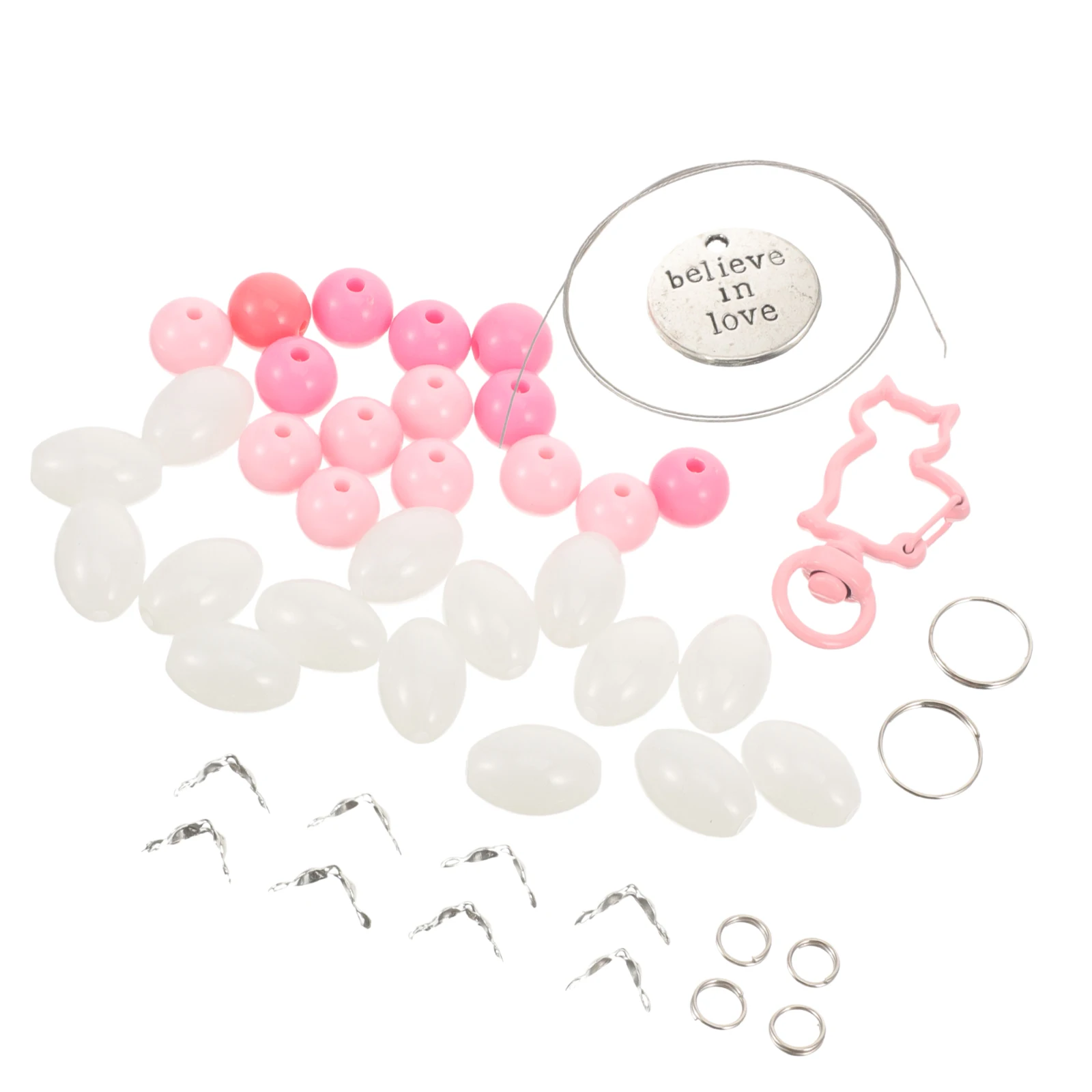 

Colorful Acrylic Keychain Kits Beads for Keychain Making Craft Charms DIY Accessories Pink Alloy Decorations Long Lasting Use