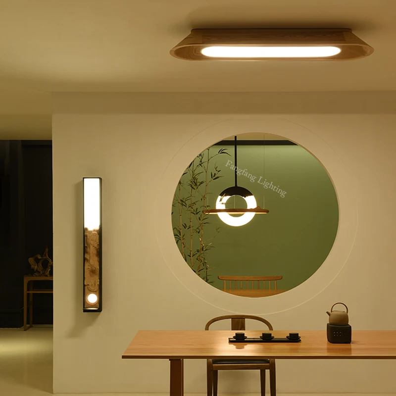 

Modern Solid Wood Full Spectrum LED Ceiling Lamps Dimmable Indoor Decor Lighting Living Dining Room Bedroom Acrylic lampshade