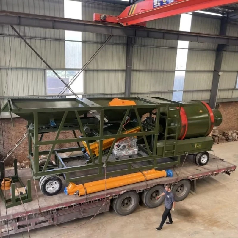Small Concrete Mobile Mixing Plant Automatic Roller Two-bin Three-bin Moving Station Core Components Motor Engine Belt Conveyor