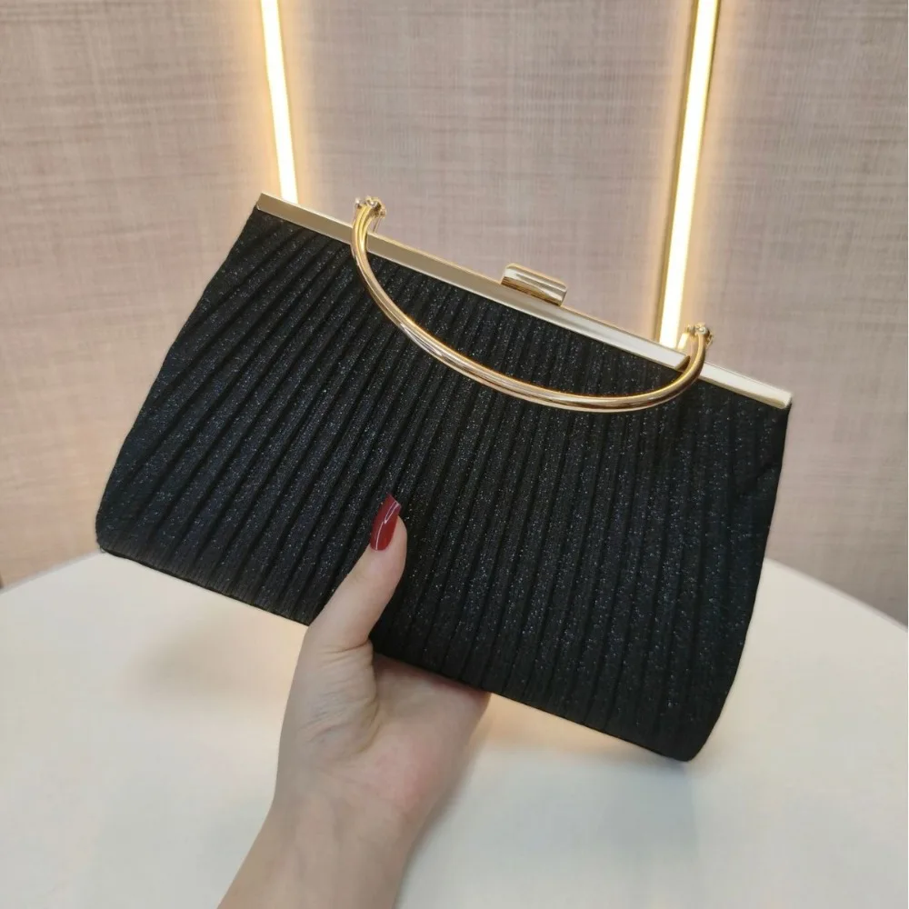 

Shoulder Bag Fashionable Women Evening Handbag Elegant Luxury Crossbody Bag Glitter Pleated Wedding Clutches Bag Gift