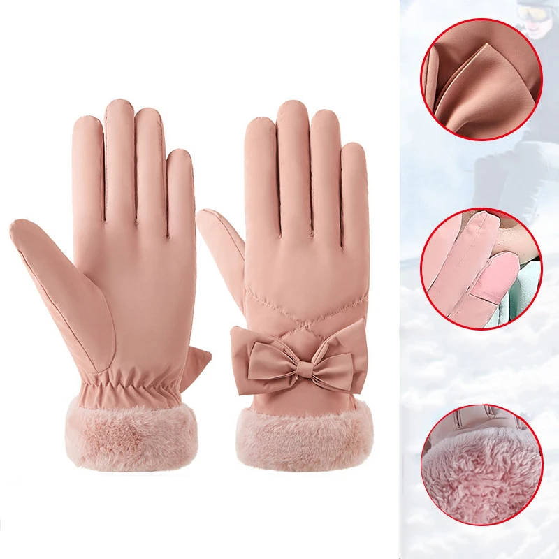 New Winter Women Touchscreen Gloves New Warmer Thermal Fleece Lined Guantes Full Finger Mittens Windproof Motorbike Glove