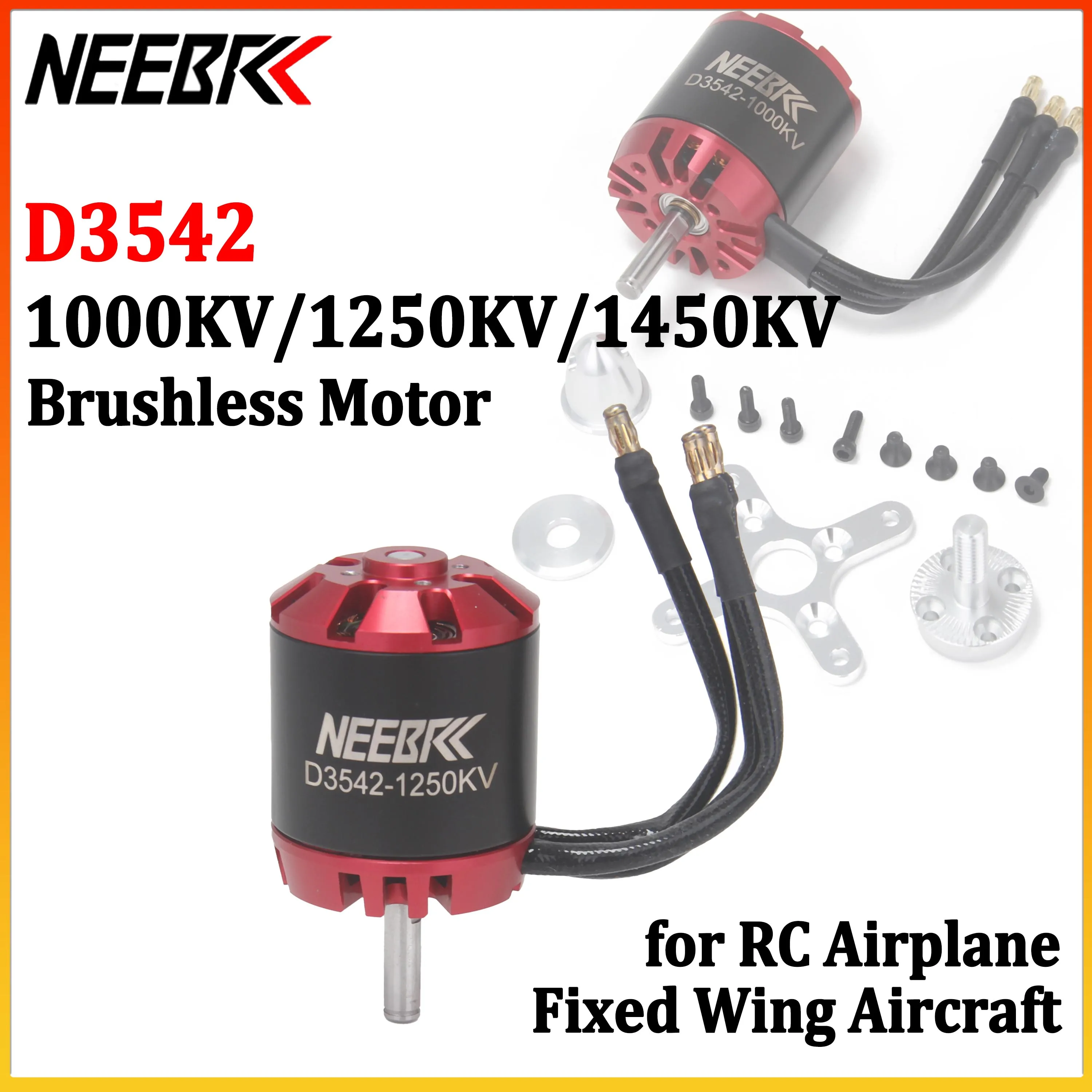 NEEBRC D3542 3542 1000KV 1250KV 1450KV Brushless Outrunner Motor for RC Airplane Fixed Wing Aircraft Plane Glider Model Parts