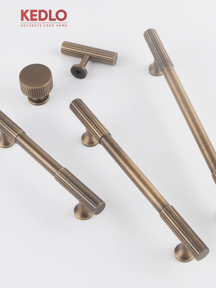 KEDLO Moderner Minimalistischer Massiver Messing-Rundknopf Küchenschrankgriff Antiker Messinggriff Schubladengriff Gebürsteter Messinggriff – Detail 6