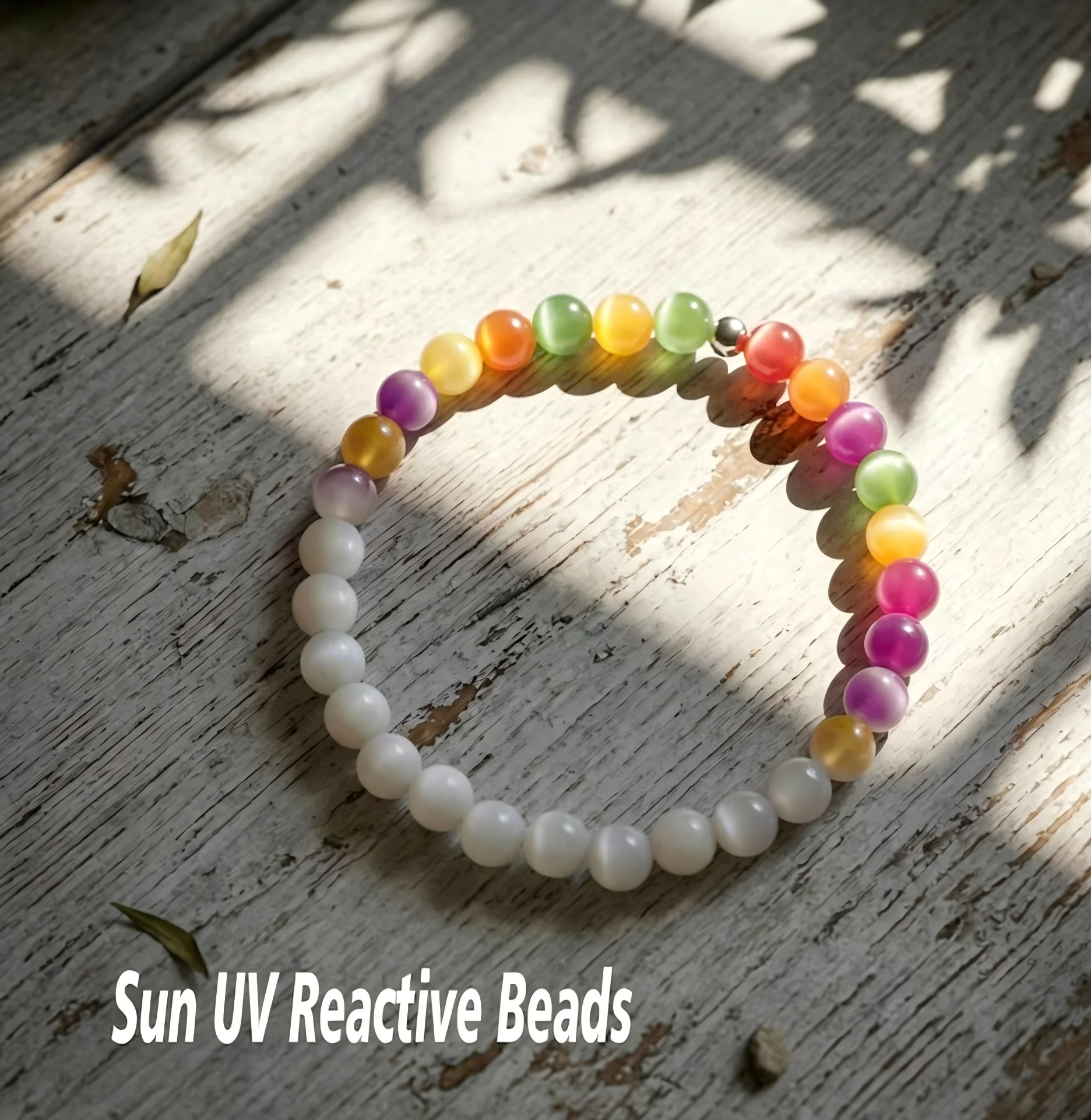 UV Color Changing Bracelet Rainbow Sun Activated Beaded Jewelry 8mm Resin Beads Boho Dopamine Summer Festival Gift for Women