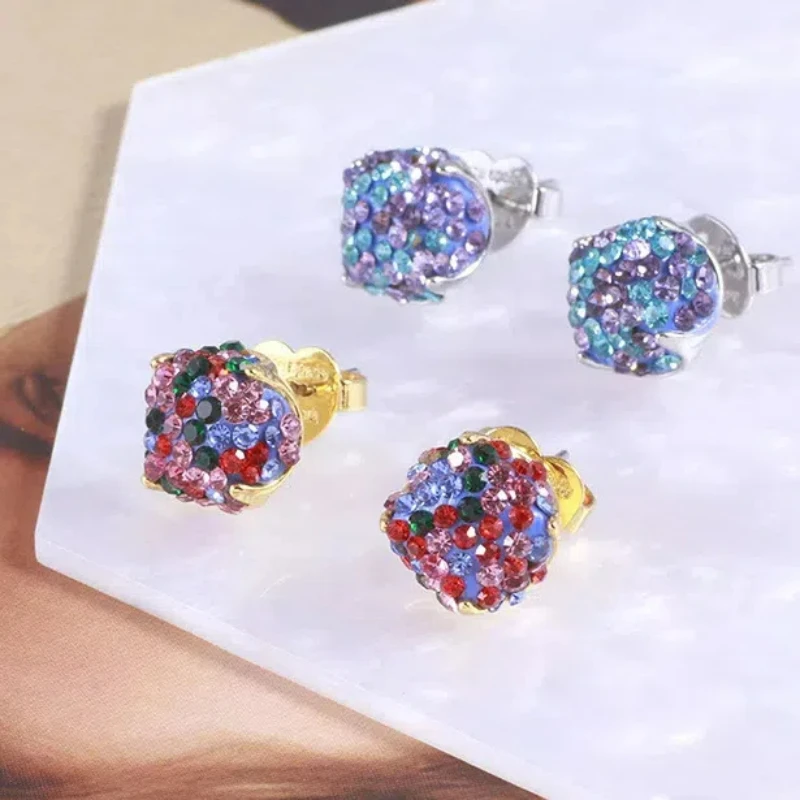 

Spring New Arrival Fashion Geometric Four-claw Square Color Rhinestones Light Luxury Temperament Mini Stud Earrings for Women