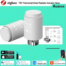 Termostato inteligente Tuya Zigbee 3,0 TRV, actuador de radiador, válvula, cabezal térmico, controlador de temperatura programable, Alexa y Google Home