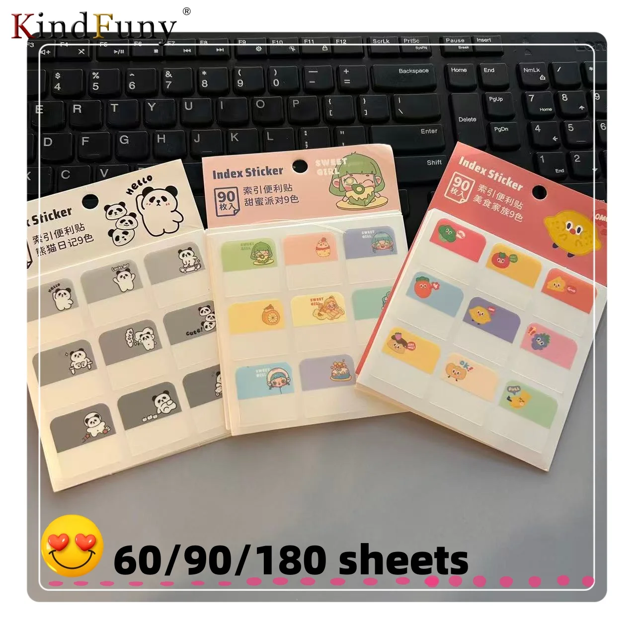 

60/90/180 Sheets Multicolor Sticky Writable Repositionable Index Tabs Flags for Pages Book Markers Reading Notes Office Supplies