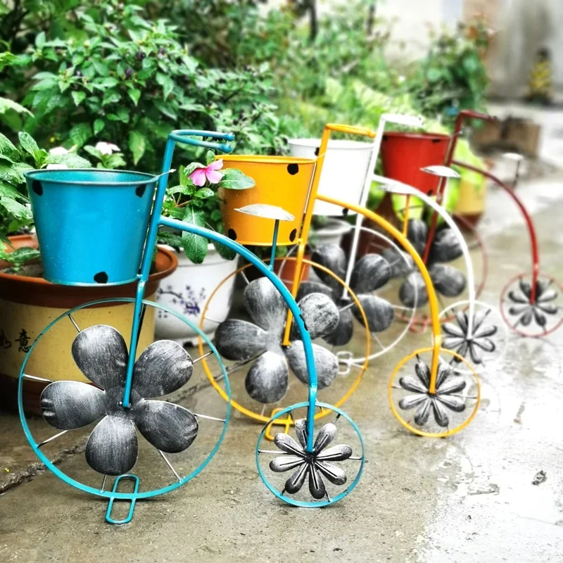 

Retro wrought iron bicycle creative flower pot frame balcony garden courtyard window landscaping arrangement decorative floor