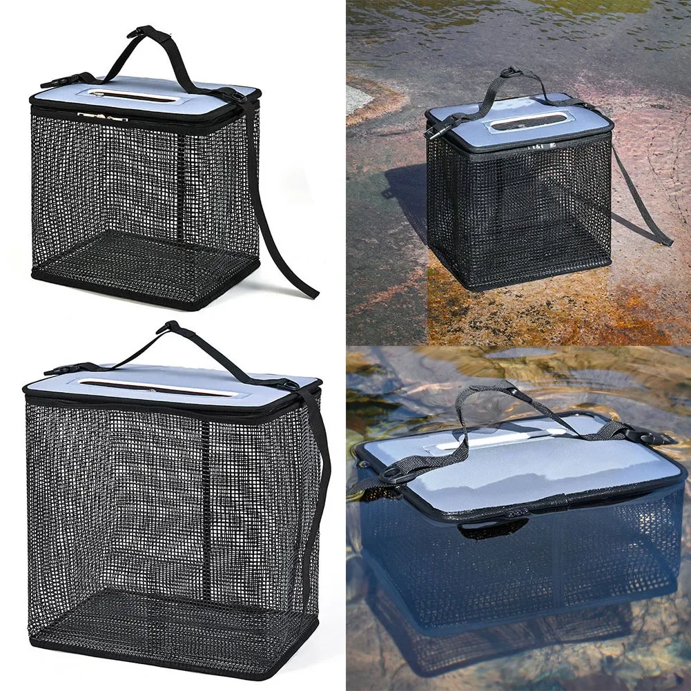 Buoyant Pearl Cotton Floating Fishing Basket Fish Survival Rate Lightweight Design Double Opening Zipper Fishing Bag Fishing