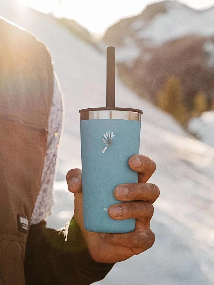 🌟 Best-Selling 16oz Stainless Steel Straw Tumbler with Lid – Insulated Coffee Cup for Home & Office! ☕️