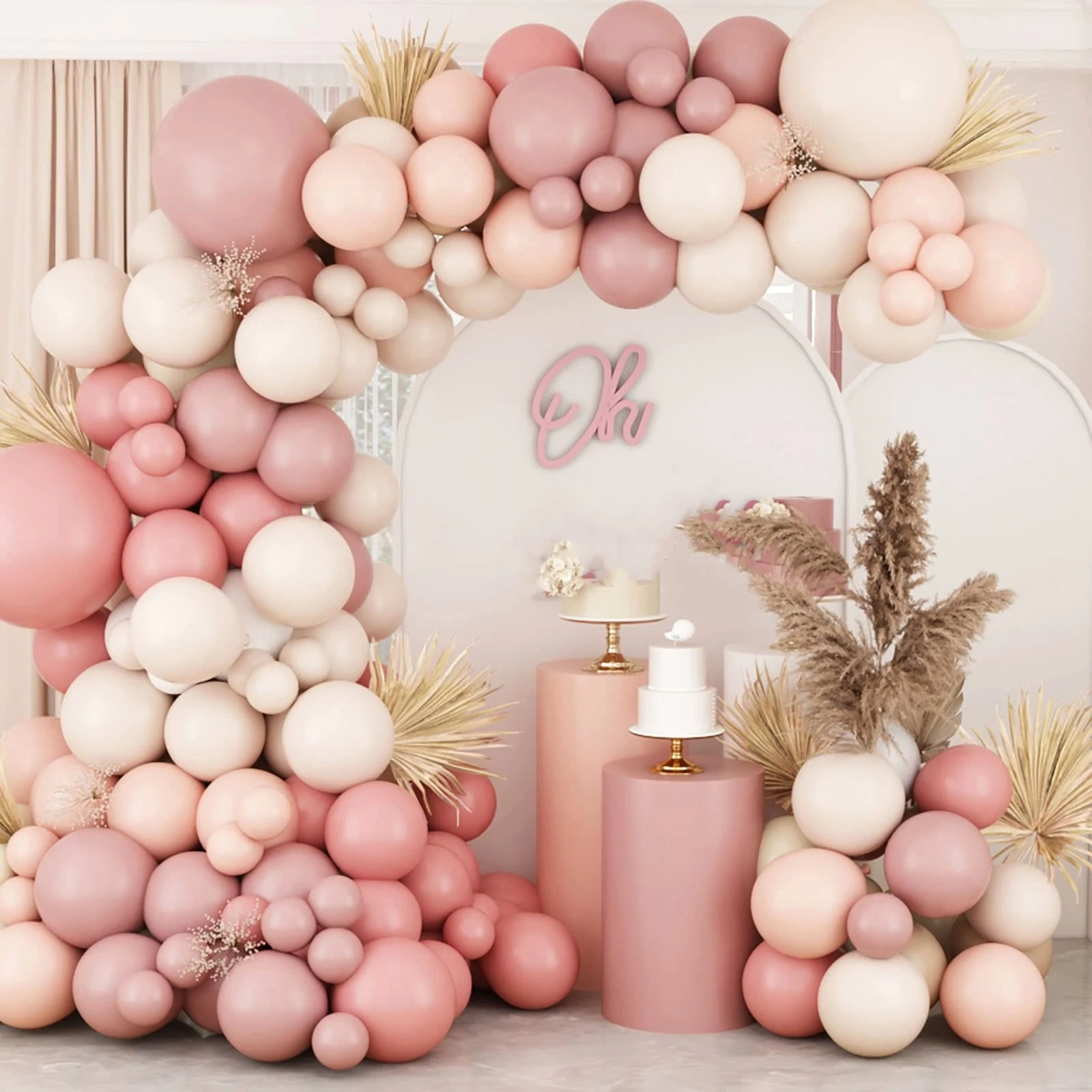 Boho18inch Dusty Rose Pink 95pcs Neutral Brown Ivory White Balloons Balloon Arch Garland Kit.baby showerBirthday Wedding