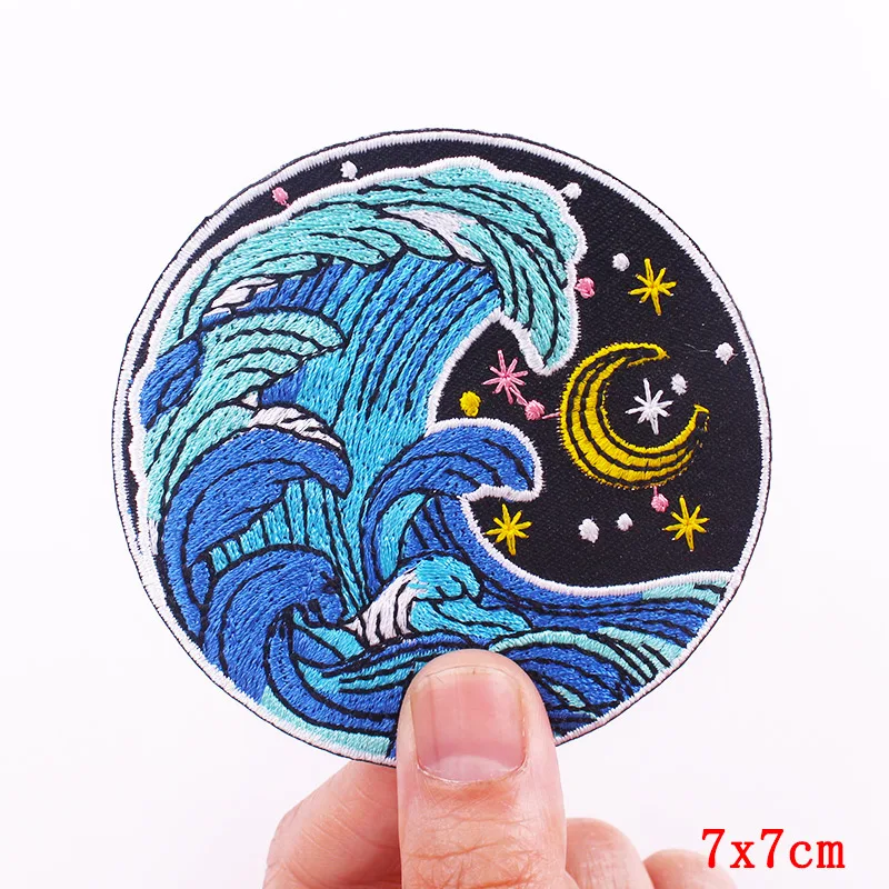 Japan Fish Lucky Cat Mount Fuji Patch Eisen auf Patches für Kleidung bestickte Patches auf Kleidung schmelzbare thermoadhäsive Patch