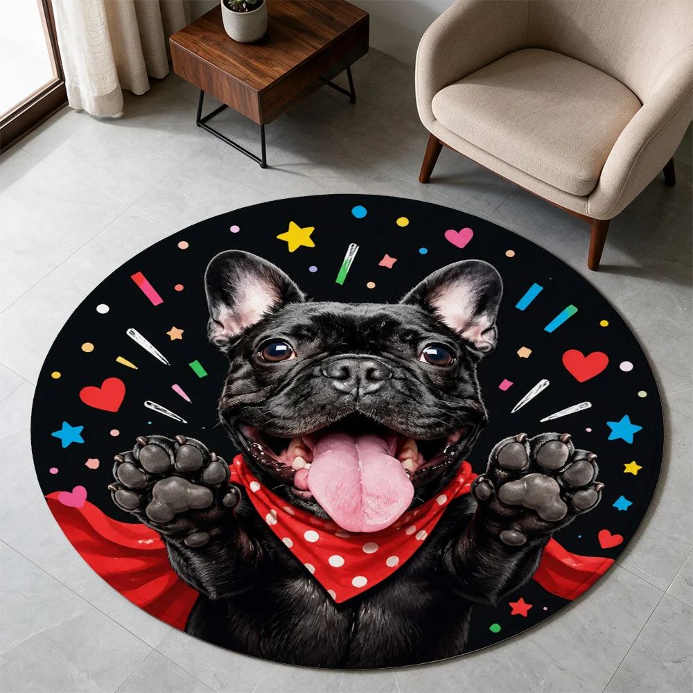 Funny French Bulldog Dog Lover Area Rug Mat Cute Pet Home Decor Gift for Dog Owners