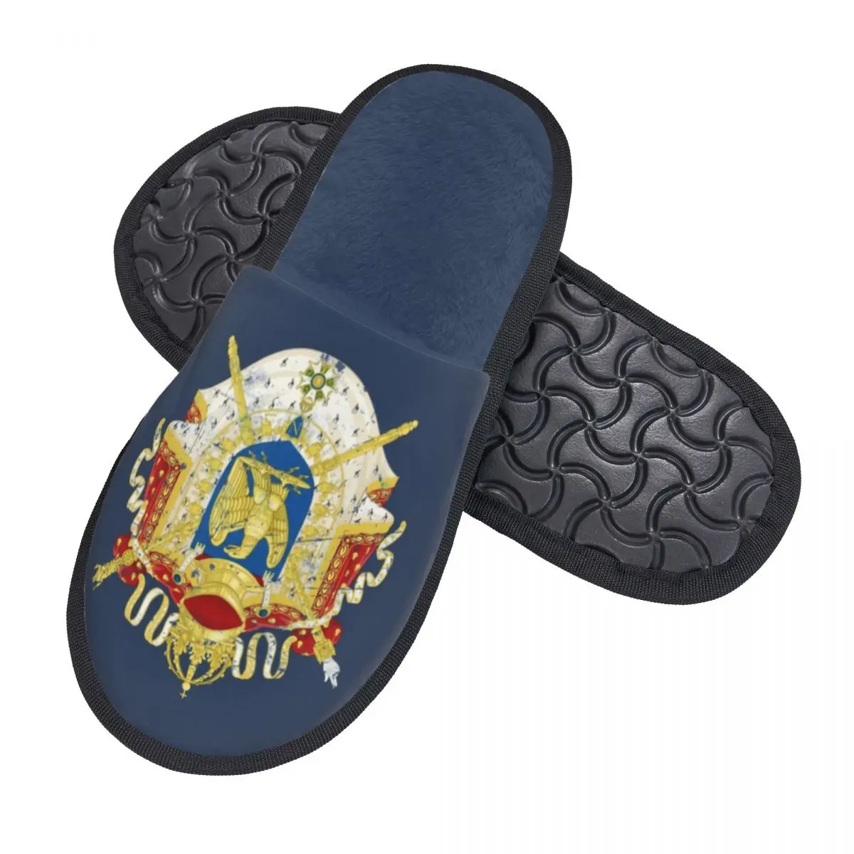 Women French Empire Napoleon House Slippers Soft Warm Coat Of Arms of France Memory Foam Fluffy Slipper Indoor Outdoor Shoes