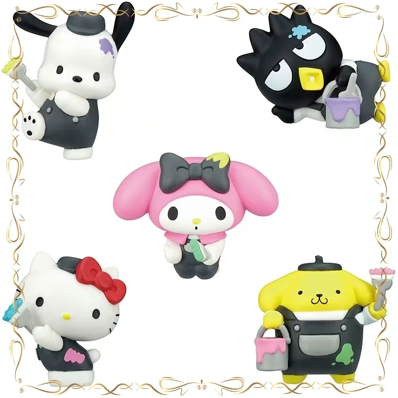 

Hello Kitty Gashapon Whitewasher Modeling Kawaii Desktop Ornament Children's Day Gifts Action Figure Model Toys