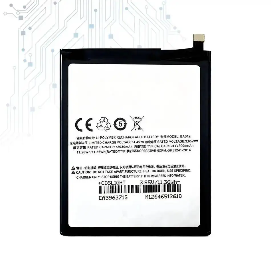 3000Mah Long-Lasting Performance BA612 For Meizu Meizy 5S M5 M5S M612Q M612M Mobile Phone Battery Premium Replacement