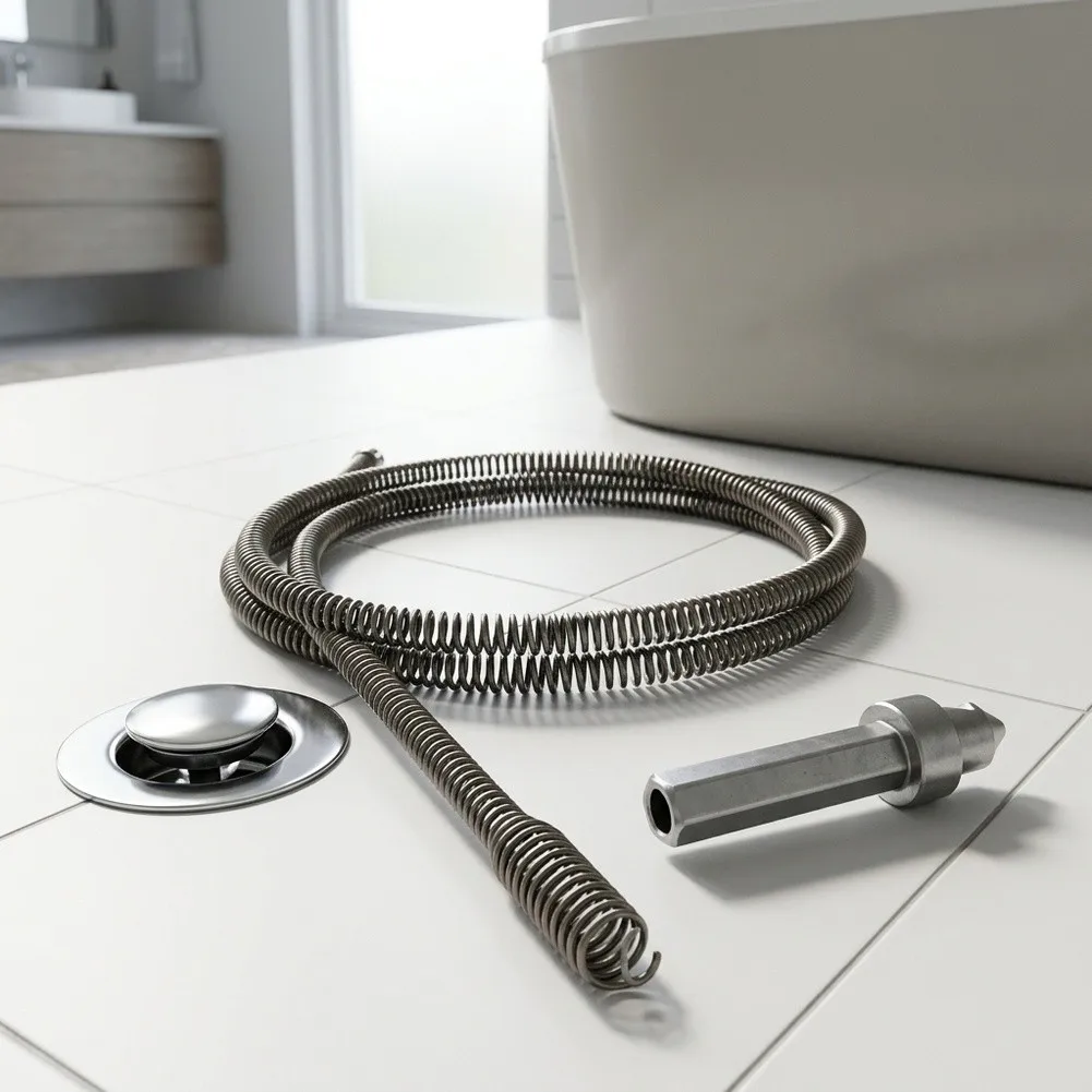 Drain Cleaning Spring with Olive-Shaped Spiral Head for Hair Food Fibers and Soap Scum in Residential Plumbing Fixtures