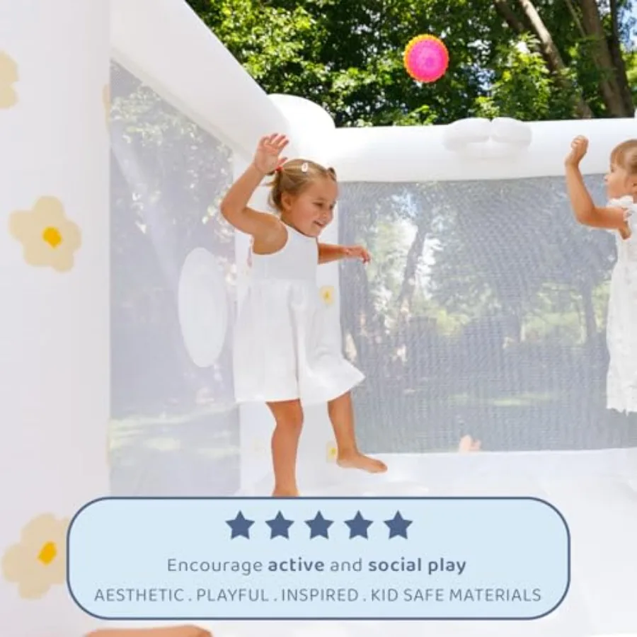 바운스 하우스, 8.5피트 길이 x 7피트 너비 x 6.5피트 높이, 중성적인 꽃무늬 슬라이드가 있는 바운스 하우스, UL 블로워 포함, 어린이를 위한 트렌디한 바운서