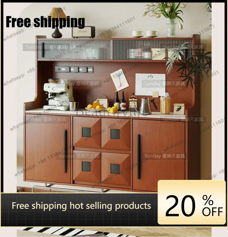 Factory Direct French Retro Side Cabinet Living Room Double Wall Tea Cabinet