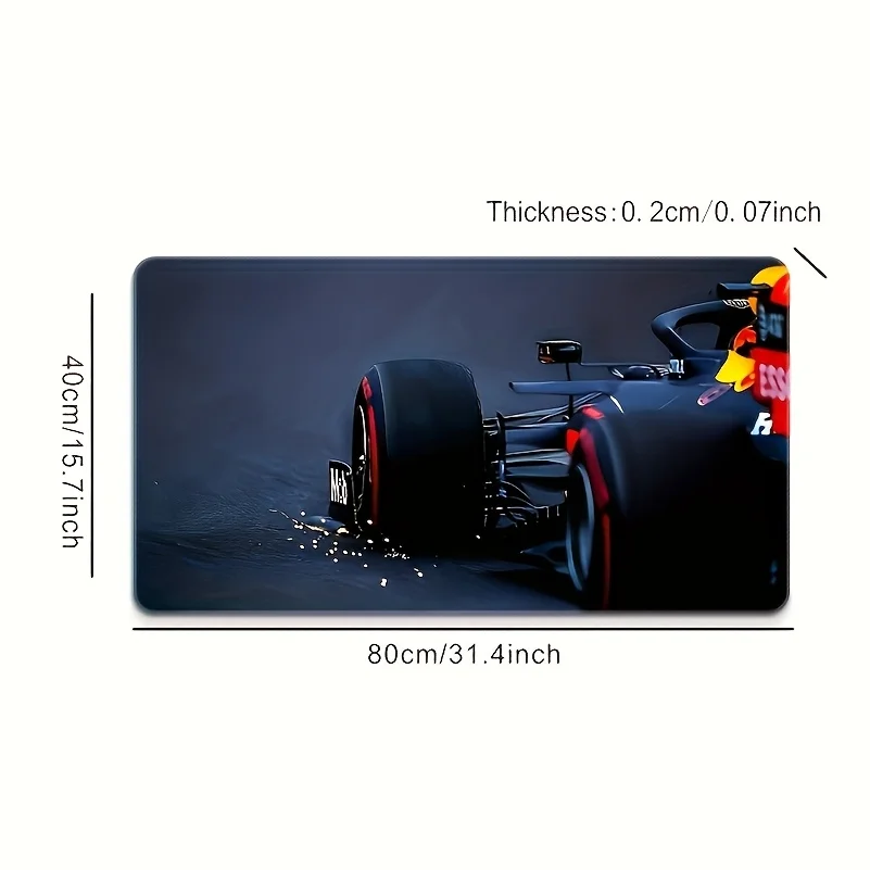 Grande mouse pad com design de corrida F1, tapete de mesa de borracha antiderrapante de alta qualidade, acessórios para pc, almofadas de expansão de teclado