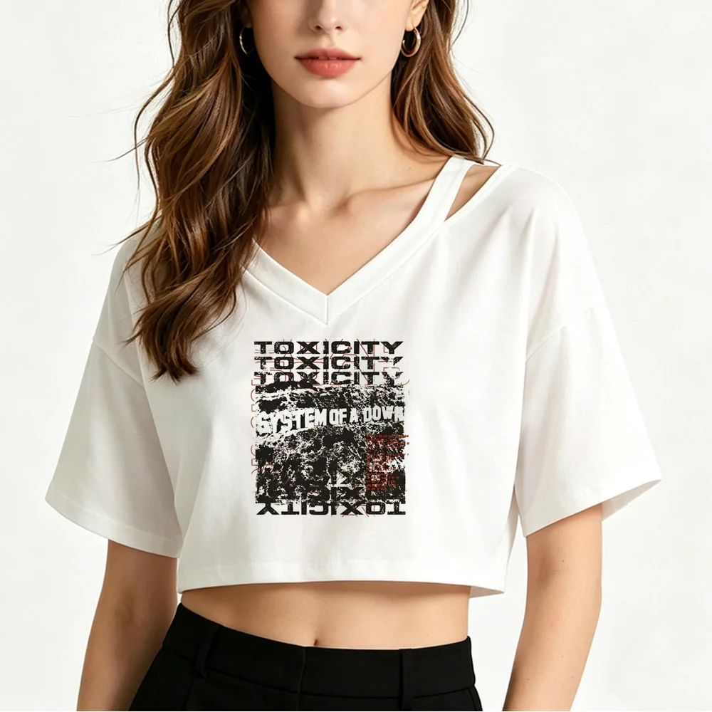 System of a Down cropped top women streetwear kawaii korean fashion japan manga tshirt emo cheap baddie