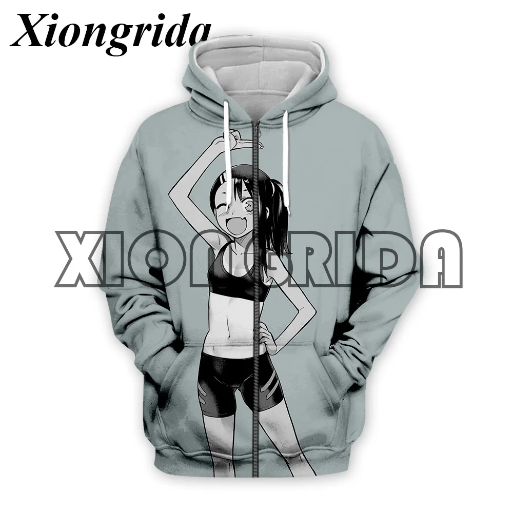 Hentai Sexy Anime Print Zip Hoodies Mens Nagatoro Hayase Kawaii Hood Sweatshirt Harajuku All Over Print Unisex Pullover Top New