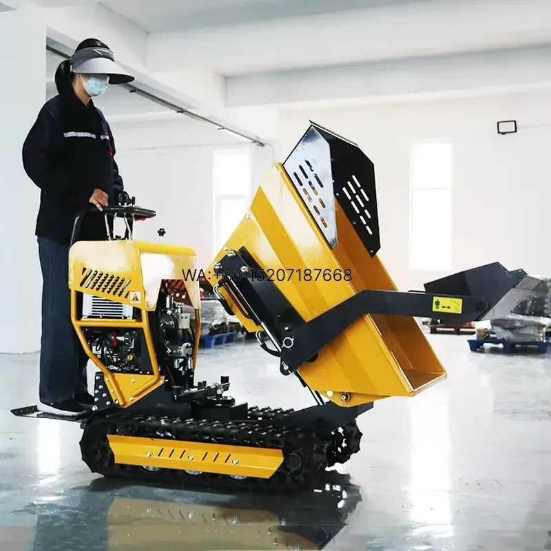 Wmwmnu Factory Price 300kg Engine Powered 4x4 Mini Track Dumper Crawler Power Wheel Barrow Construction Machinery