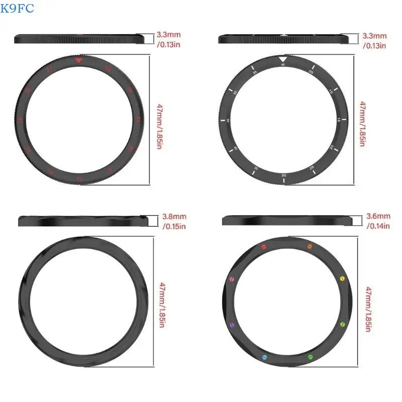 Moldura metal elegante K9FC com vidro temperado incluído Moldura aço elegante Instalação rápida adequada para smartwatches