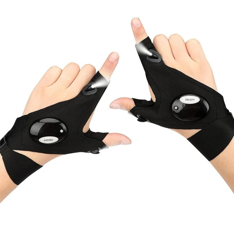 LED Flashlight Gloves Waterproof Cycling Fishing Strap Fingerless Gloves Camping Hiking Rescue Glove Lamp Lighting Gloves