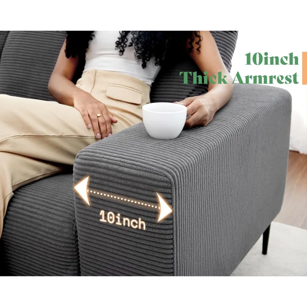 أريكة سروال قصير رمادي 89 فاخر - أريكة حديثة ذات 3 مقاعد للجلوس العميق لراحة غرفة المعيشة #5