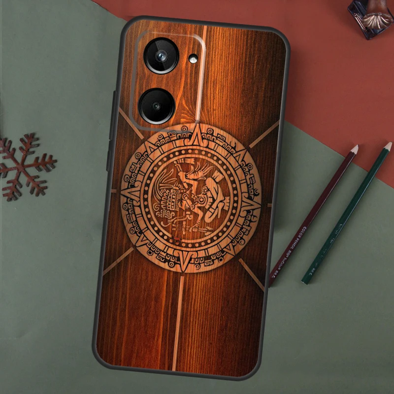 Mayan Calendar Wood Pattern Case For Realme 11 Pro Plus 9 10 GT Neo 5 3 2 T C11 C15 C25s C21Y C30 C31 C33 C35 C53 C55