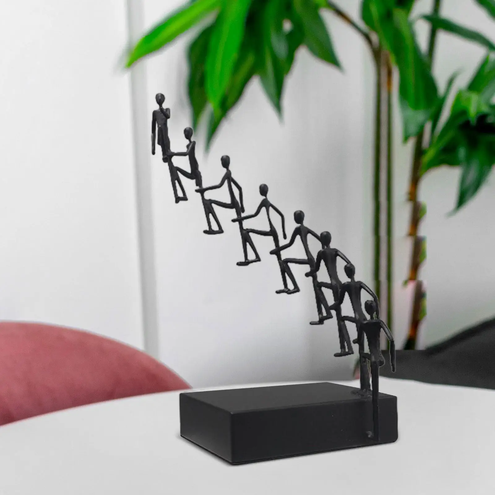 Art Statue Crafts Metal Abstract Sculpture Modern Minimalist Abstract Cast Iron Rising Step By Step Figure for Office Bookshelf