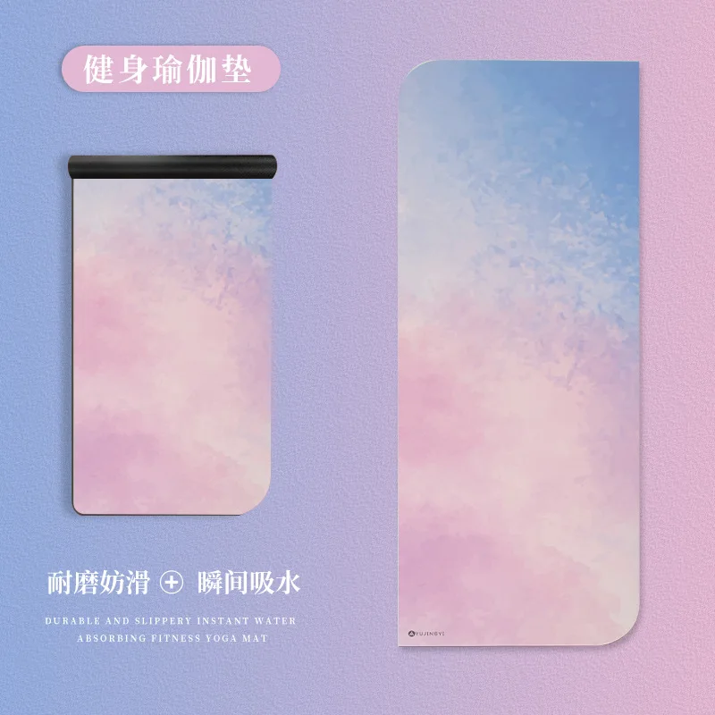 

Коврик для йоги из искусственной кожи с цветной печатью, нескользящий напольный коврик из натурального каучука, домашний звукоизоляционный коврик для девочек, впитывающий пот, коврик для фитнеса