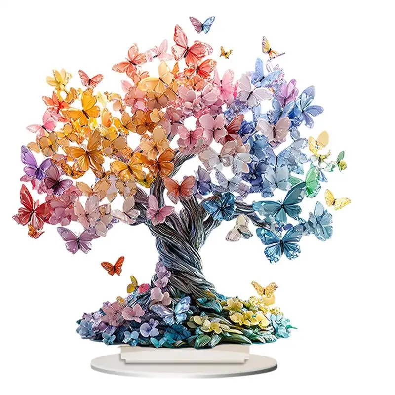 Acrylic Valentine's Day Tree of Life Statue Desktop Ornament Acrylic Sign Memorial Bereavement Exquisite Inspirational Desk Deco